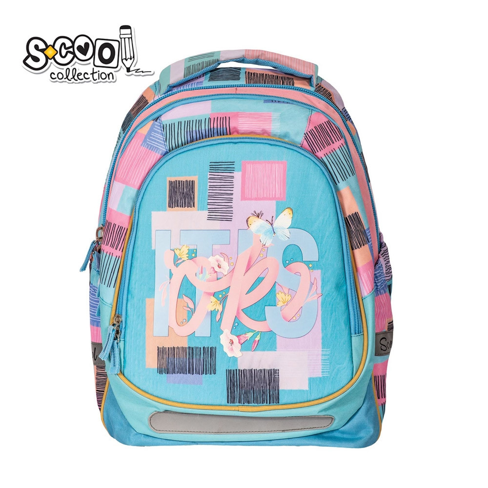 Ghiozdan fete, LIGHT IT'S OK, spate anatomic, compartimente cu fermoar, 41x28x21 cm, multicolor - imagine 14